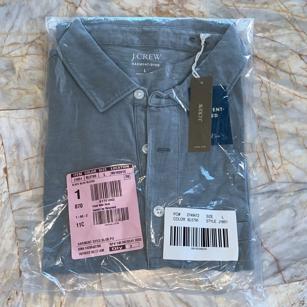 J.Crew Classic Gray polo shirt cotton pocket‎ Large